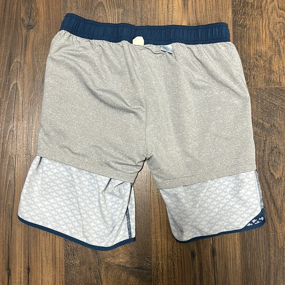 Fair Harbor Navy and White Geometric Swim Board Shorts